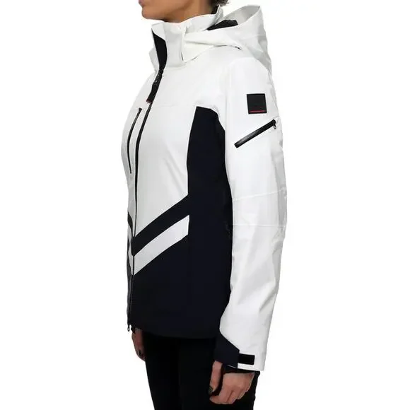 BOGNER Women's Dalya Hooded Two Tone Ski Jacket US 4 Small Off White WP NWOT - Picture 2 of 15
